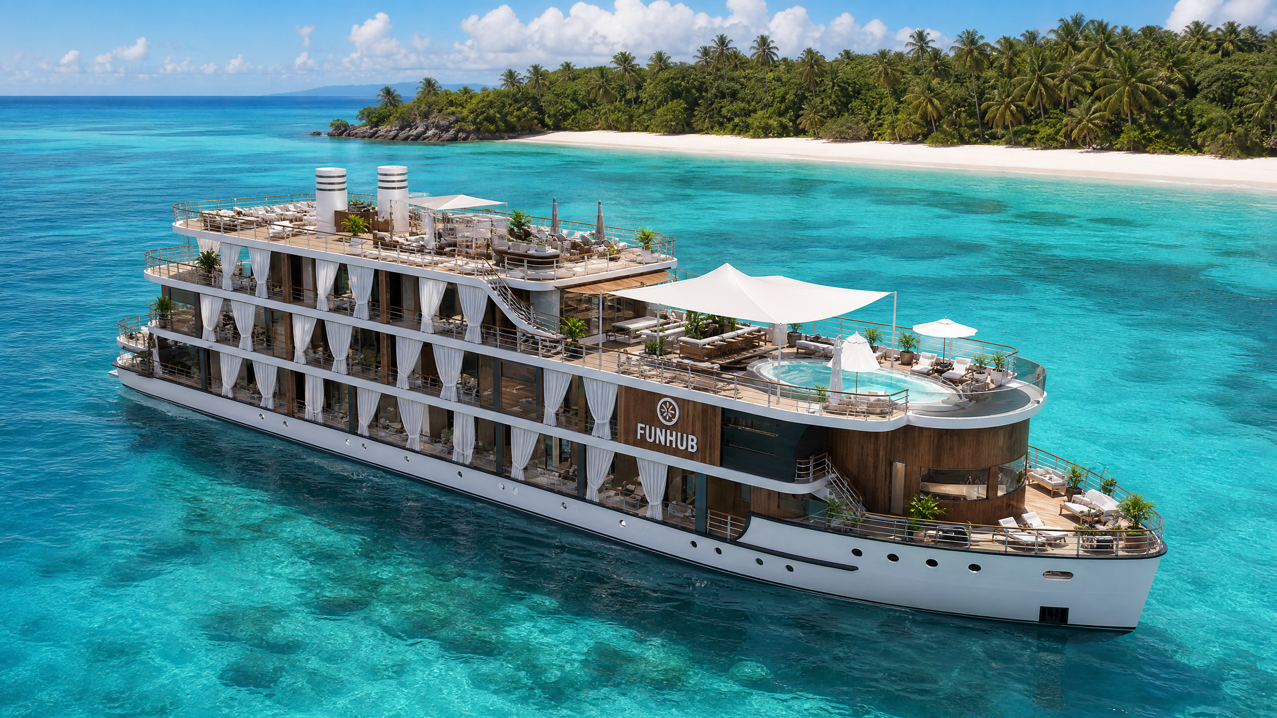 Funhub Soleil 50 Flybridge Cruiser — Diesel-Electric Hybrid with Solar Hardtop
