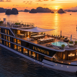 Funhub Sundowner 34 Express Cruiser — Single Engine Efficient Cruiser with Swim Platform